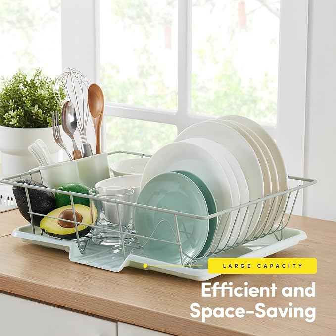 Sweet Home Collection Space-Saving 3-Piece Dish Drainer Rack Set: Efficient - Image 3