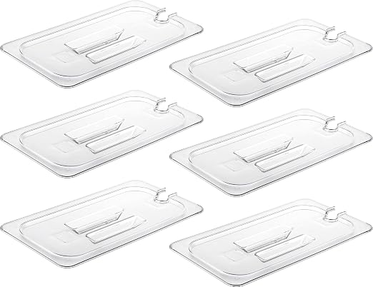 CURTA 6 Pack NSF Notched Food Pan Cover, 1/3 Size Clear Polycarbonate Lid by CURTA
