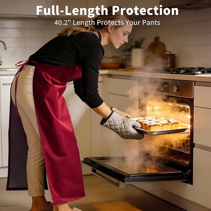 SHEOMERN Aprons for Men Kitchen Cooking – Waterproof & Oil Proof 3-Layer Long - Image 4