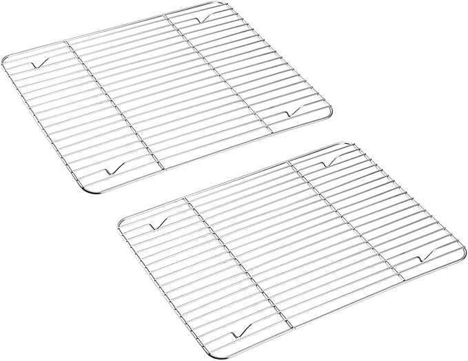 E-far Baking Cooling Rack Set of 2, Stainless Steel Metal Roasting Cooking Racks by E-far
