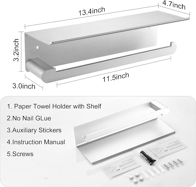 Paper Towel Holder Wall Mount for Kitchen, Self-Adhesive Paper Towel Holder - Image 5