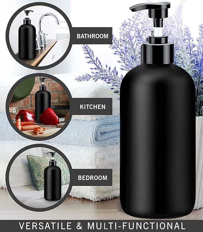 Black Soap Dispenser with Rust Proof Pump, Waterproof Labels, Plastic Hand Soap - Image 4