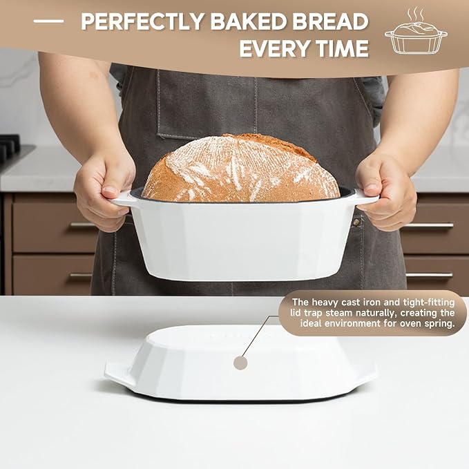 Enameled Cast Iron Dutch Oven for Bread Baking – 3QT Oval Round Heavy Duty - Image 7