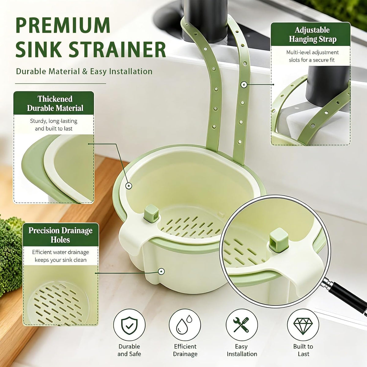 Multifunctional Hanging Sink Drain Basket for Kitchen