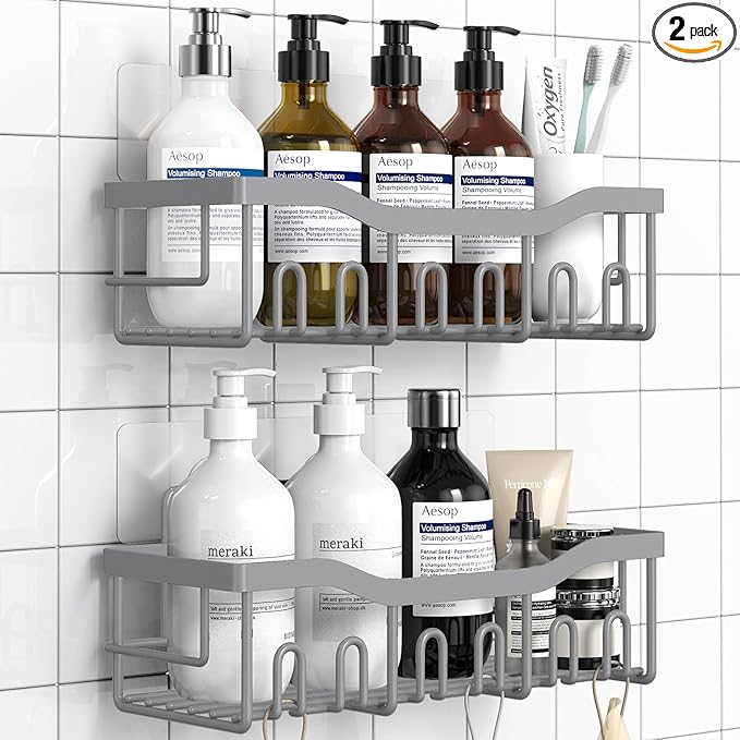 EUDELE Shower Caddy 2 Pack, Adhesive Shower Organizer by EUDELE