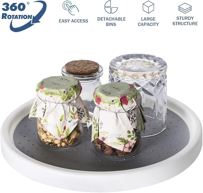 Lazy Susan Organizer, 2 Tier Non Skid Spice Rack Turntable, 360 Degree Rotating - Image 6