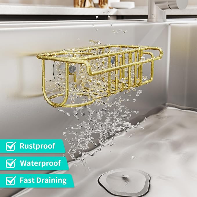 HapiRm Sponge Holder for Kitchen Sink, No Drill Kitchen Sink Caddy Organizer - Image 3
