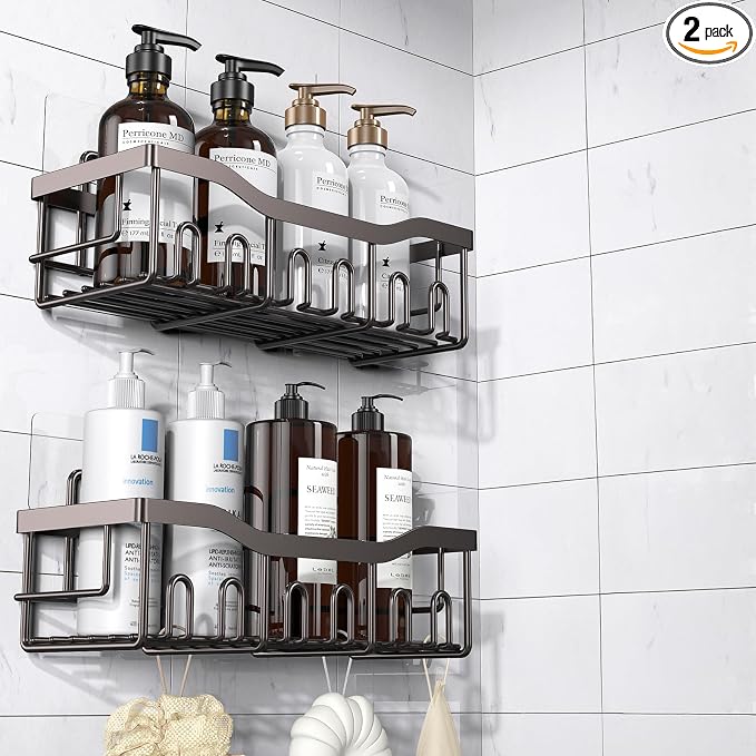 EUDELE Shower Caddy 2 Pack, Adhesive Organizer by EUDELE