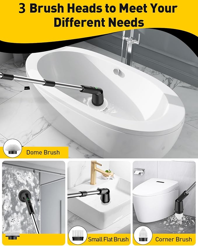 Electric Spin Scrubber for Cleaning Bathroom, Shower Scrubber Rotary Floor - Image 4