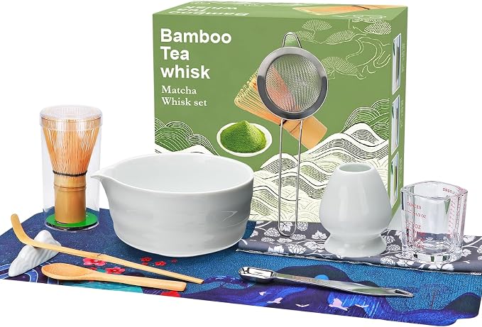 Matcha Whisk Set, Matcha Kit, Whisk Made from 100% Natural Bamboo, 11-component by Maredash
