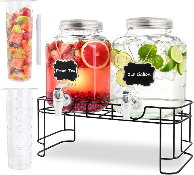 1.5 Gallon Glass Drink Dispensers by MRKIANGCI