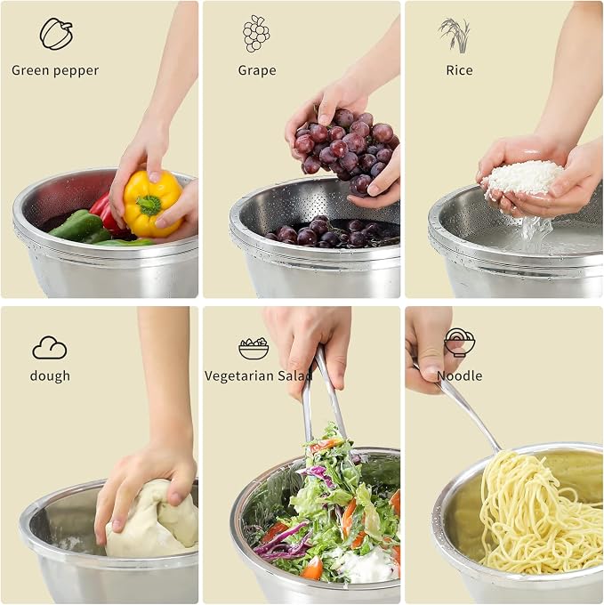 304 Stainless Steel Microporous Colander, 1.5QT Large Capacity - Image 4