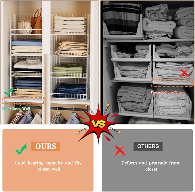 Yociyoga 4-Tier Stackable Closet Organizers and Storage Basket, Foldable Closet - Image 7
