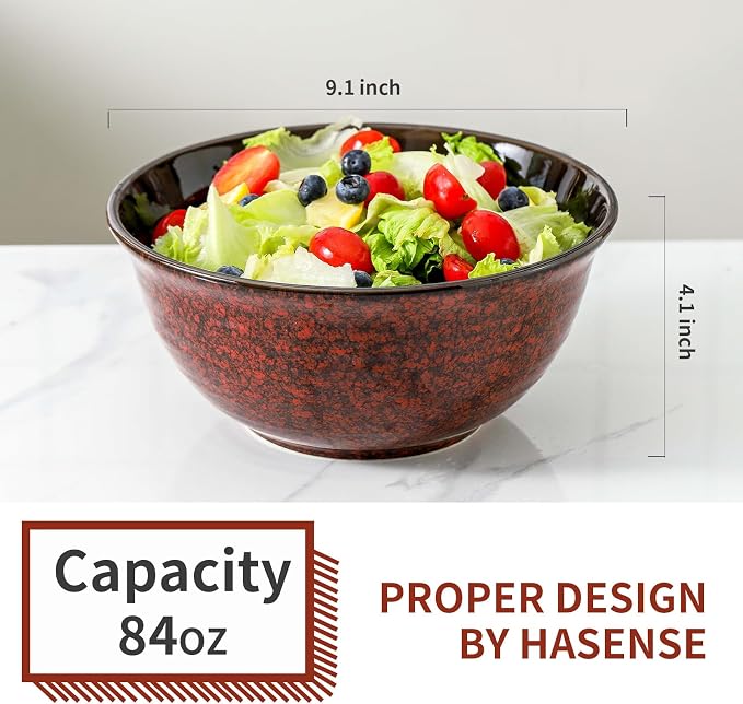 HASENSE Serving Bowls, 84 Ounce Ceramic Mixing Bowls Set of 2 - Image 3