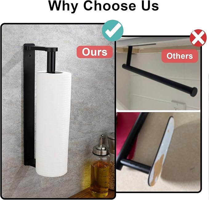 MONEER Paper Towel Holder Under Cabinet, Paper Towel Holder, Aluminum Alloy - Image 8