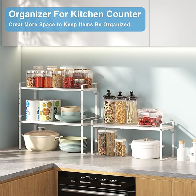 15.5 to 25.5 Inch Kitchen Cabinet Shelf Organizers, Adjustable Kitchen Counter - Image 6