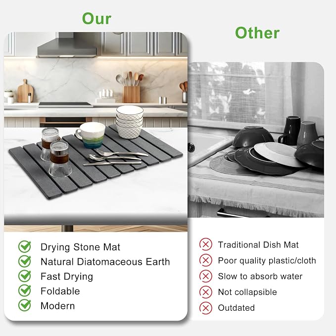 Stone Drying Mat for Kitchen Counter, Stone Bath Mat, Quick Drying Fast - Image 5