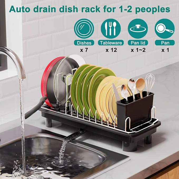 junyuan Compact Dish Drying Rack, Small Dish Rack - Image 2
