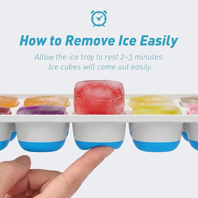 ChefAide Ice Cube Tray with Lid, 4 Packs 56 Cubes Durable Stackable Ice Cube - Image 2