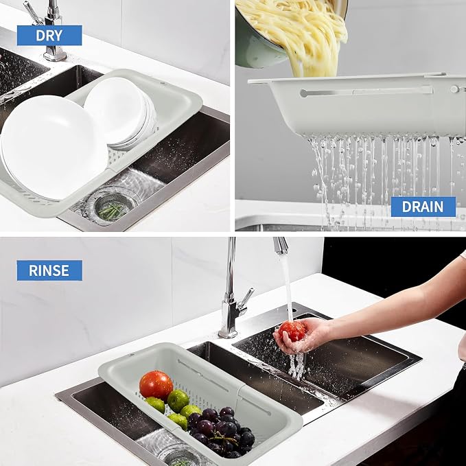 LASSHSWA Collapsible Colander for Kitchen, Over the Sink Strainer Basket for - Image 3