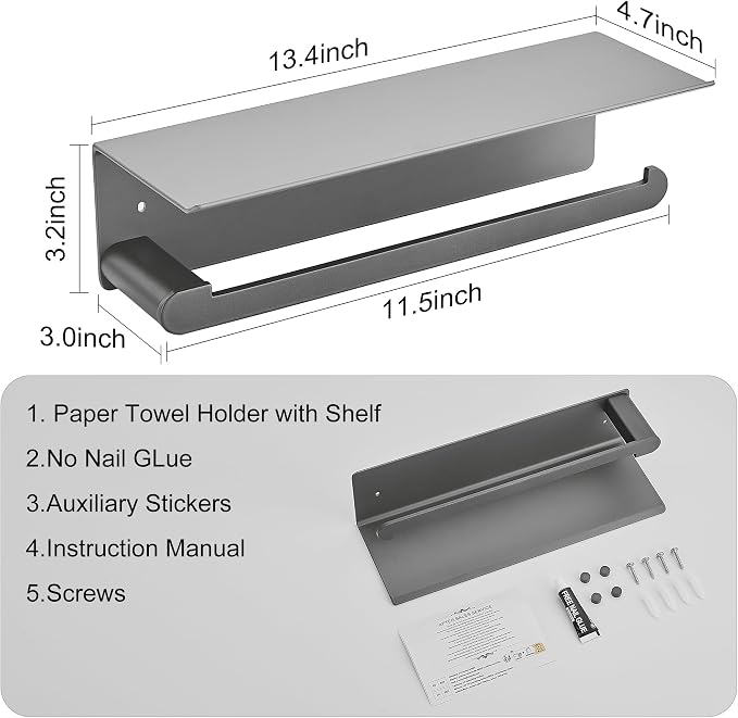 DUFU Paper Towel Holder with Shelf - Image 6