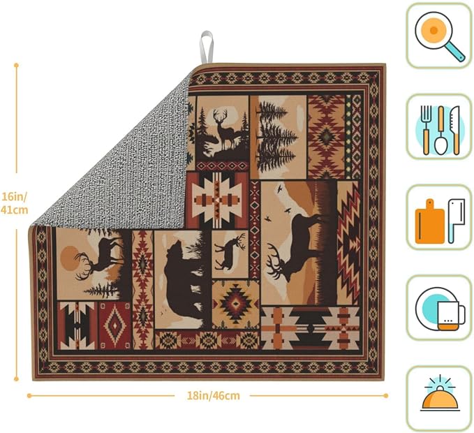 Western Wildlife Geometric Dish Drying Mat - Image 7
