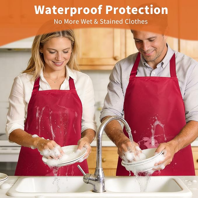 SHEOMERN Aprons for Men Kitchen Cooking – Waterproof & Oil Proof 3-Layer Long - Image 7