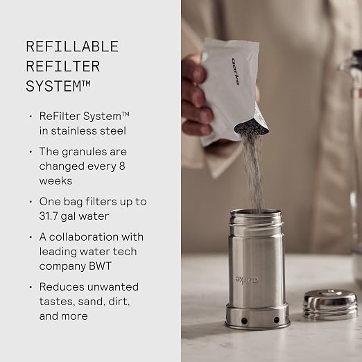 Aarke Purifier Regular Glass Pitcher Bundle w/Steel Filter, 4 Pure Refill - Image 3