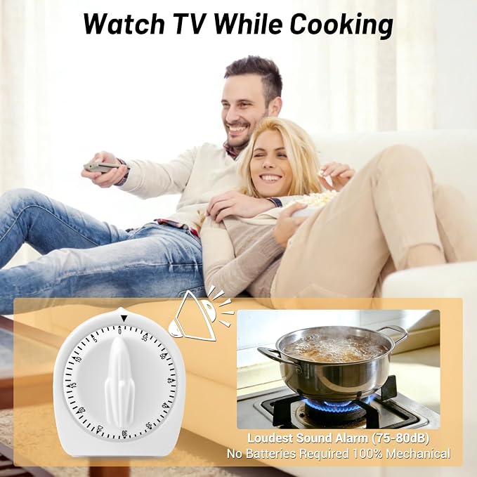 Kitchen Timers for Cooking, 60 Minute Wind Up Timer, Visual Mechanical Timer - Image 7