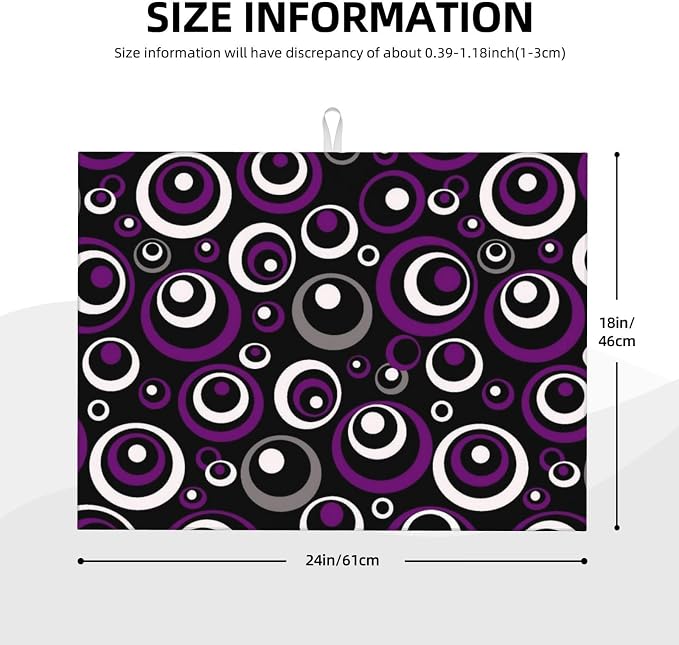 Purple Black White Geometric Circle Pattern Dish Drying Mat - Image 6