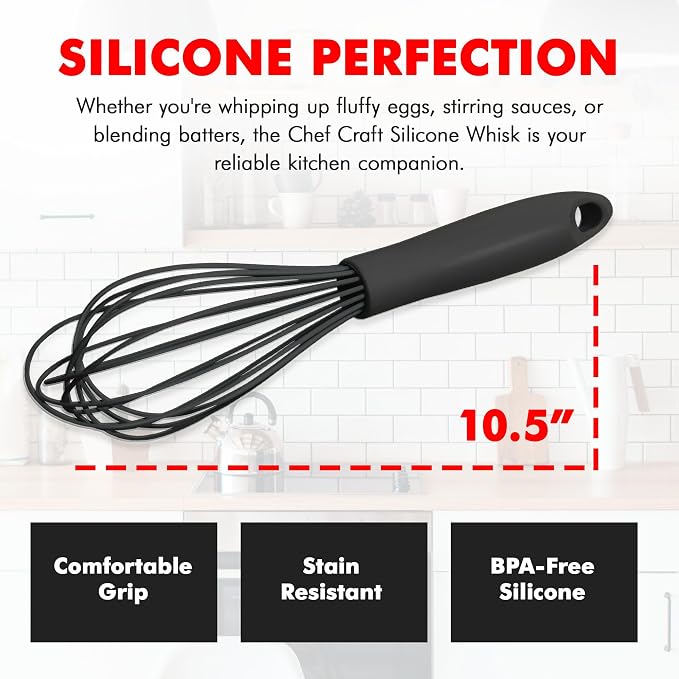 Chef Craft Premium Silicone Wire Cooking Whisk, 10.5 inch - Image 4
