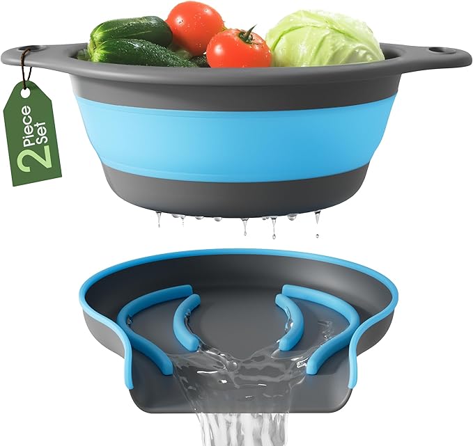 Gevoli Strainer with Self-Draining Base Over-Sink Collapsible Kitchen Colander by Gevoli