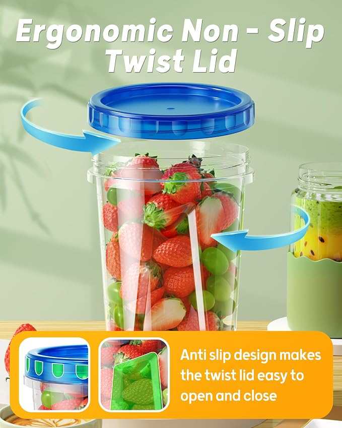 BiuLeon 6 Pack-34 oz Freezer Storage Containers, Plastic Food Storage Containers - Image 3