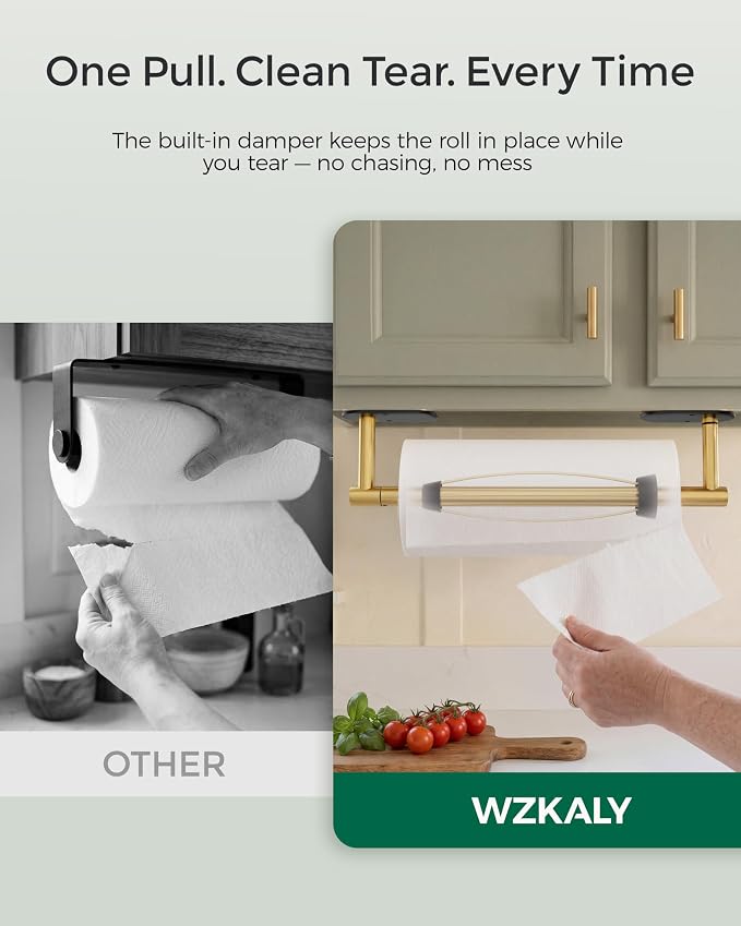 Paper Towel Holder Under Cabinet, Self Adhesive or Wall Mount - Image 5