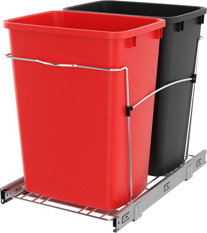 Rev-A-Shelf RV-18KD-1618C-S Double Pullout Trash Can by Rev-A-Shelf