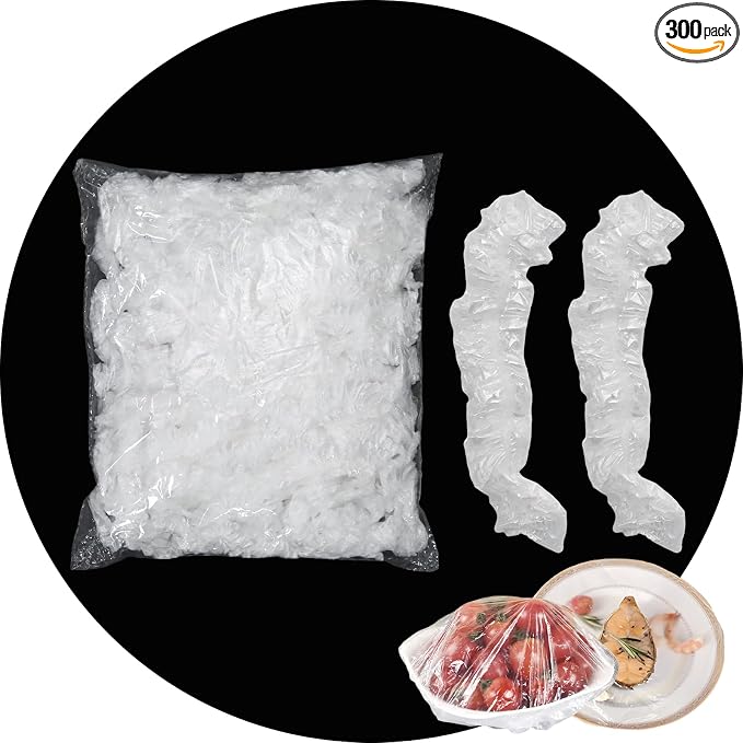 300 Pcs Plastic Bowl Covers Stretch Edging Disposable Food Covers Flexible by Unknown