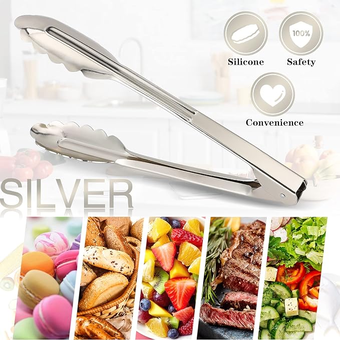 MSY BIGSUNNY 9 Inch Food Tongs for Cooking and Serving- Aluminum Kitchen Utensil - Image 5