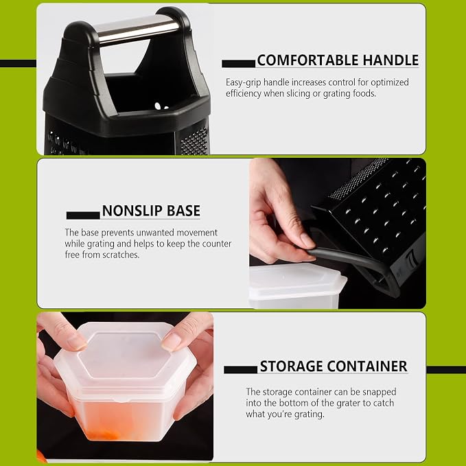 Box Grater, Cheese Grater Shredder Stainless Steel - Image 6
