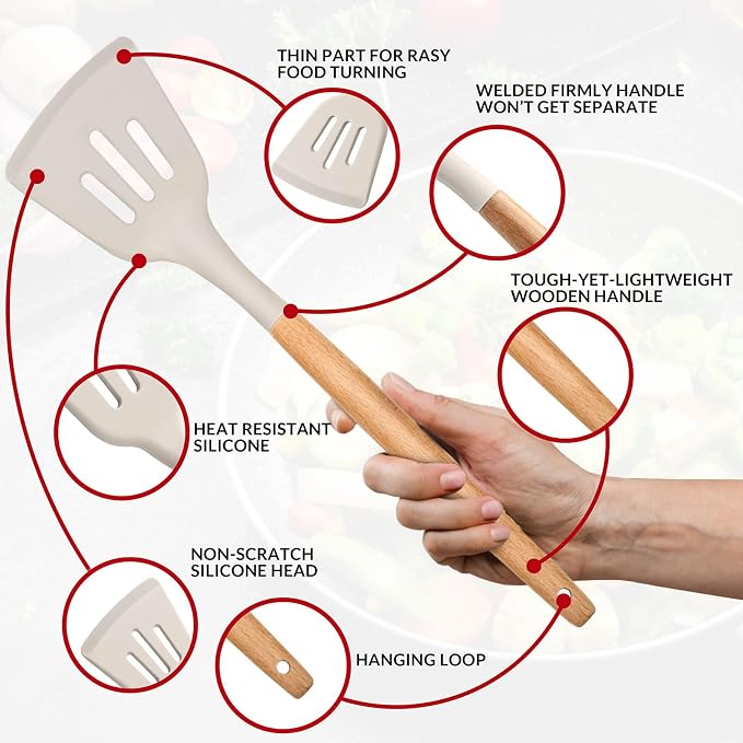 E-far Kitchen Utensils Set of 12, Silicone Cooking Utensils - Image 3