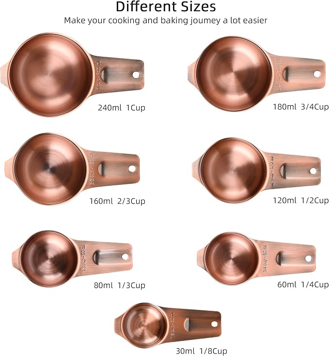 Measuring Cups and Spoons Set, Copper Measuring Cups and Spoons Set - Image 5