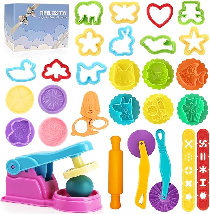 Dough Tools Play for Kids- Toy Accessories Include Stamps Cutter Scissor Roller by Decebaya