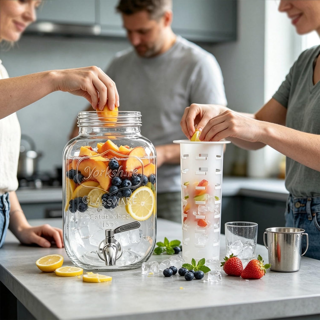 1 Gallon Glass Drink Dispenser with Stand & Stainless Steel Spigot,2