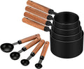 Stainless Steel Measuring Cups and Spoons Set of 8, Stackable Wooden Handle by JASUNMI
