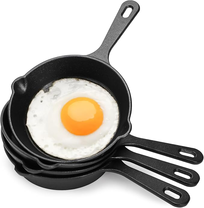 Hiceeden 4 Pack Small Cast Iron Skillet, 5-1/2 Inch Frying Pans by Hiceeden