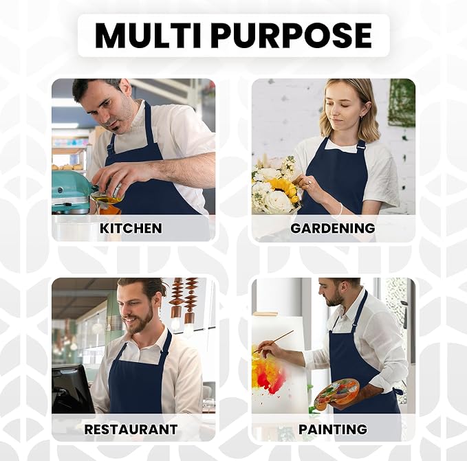 Adjustable Bib Apron 100% Polyester Kitchen Aprons Waterdrop Resistant Aprons - Image 6