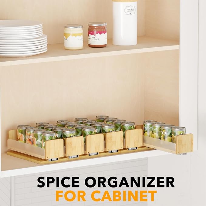 SpaceAid Bamboo Pull Out Spice Rack Organizer - Image 6