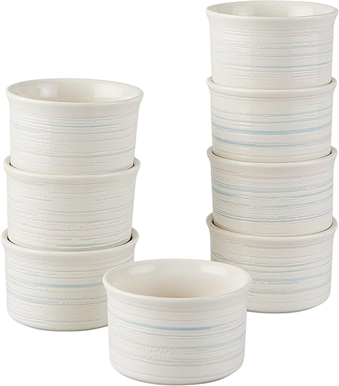 Pyrex 8-Piece, 6oz Ceramic Ramekin Bakeware Set, Nonstick Souffle Oven Pans by Pyrex