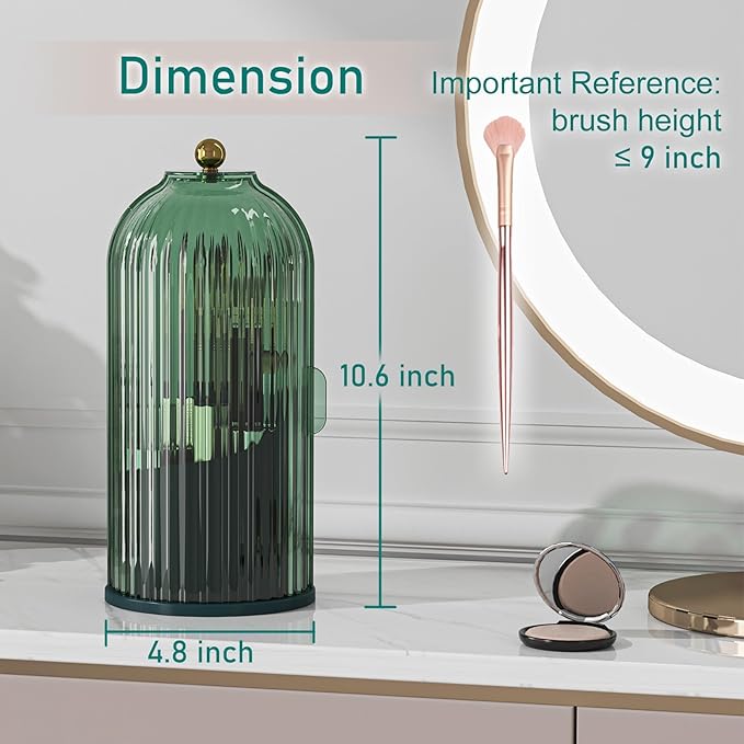 GAXmi Makeup Brush Holder with Lid Cosmetic Tools Organizer 360 Rotating - Image 4