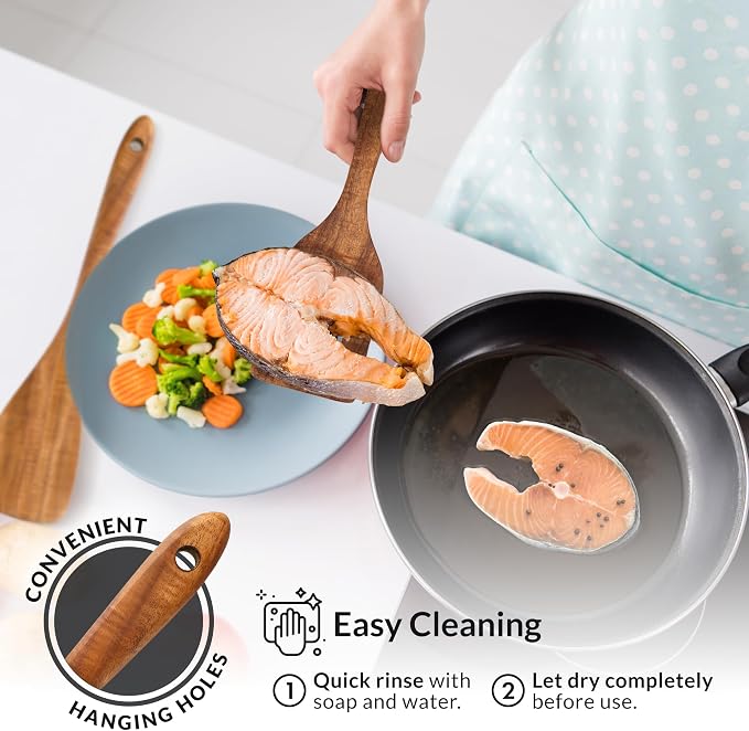 Zulay Kitchen Extra-Large 5-Piece Wooden Spoon Set - Image 6