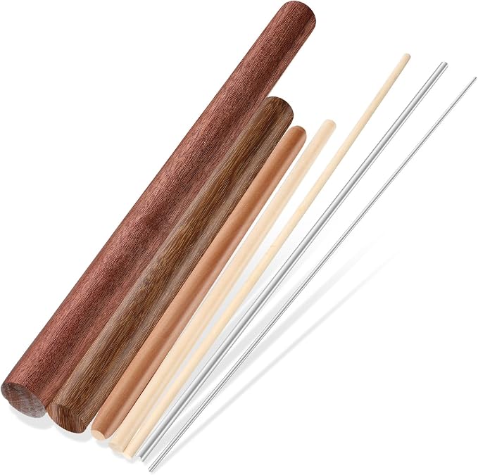 Baderke 7 Pcs Italian Rolling Pins Set Wood and Stainless Steel Pasta Rolling by Baderke